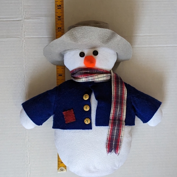 Handmade Snowman Decoration with Gray Hat - Picture 2 of 4